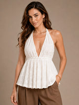 Clobug Women Peplum Mesh Top