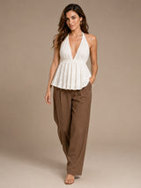 Clobug Women Peplum Mesh Top