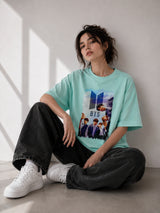 Clobug Women BTS Logo Mint Oversized T-Shirt