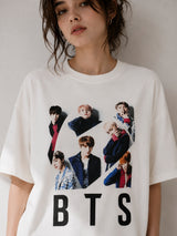 Clobug Women BTS Photo White Oversized T-Shirt