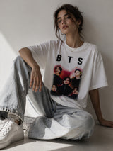 Clobug Women Oversized Graphic Print White T-Shirt