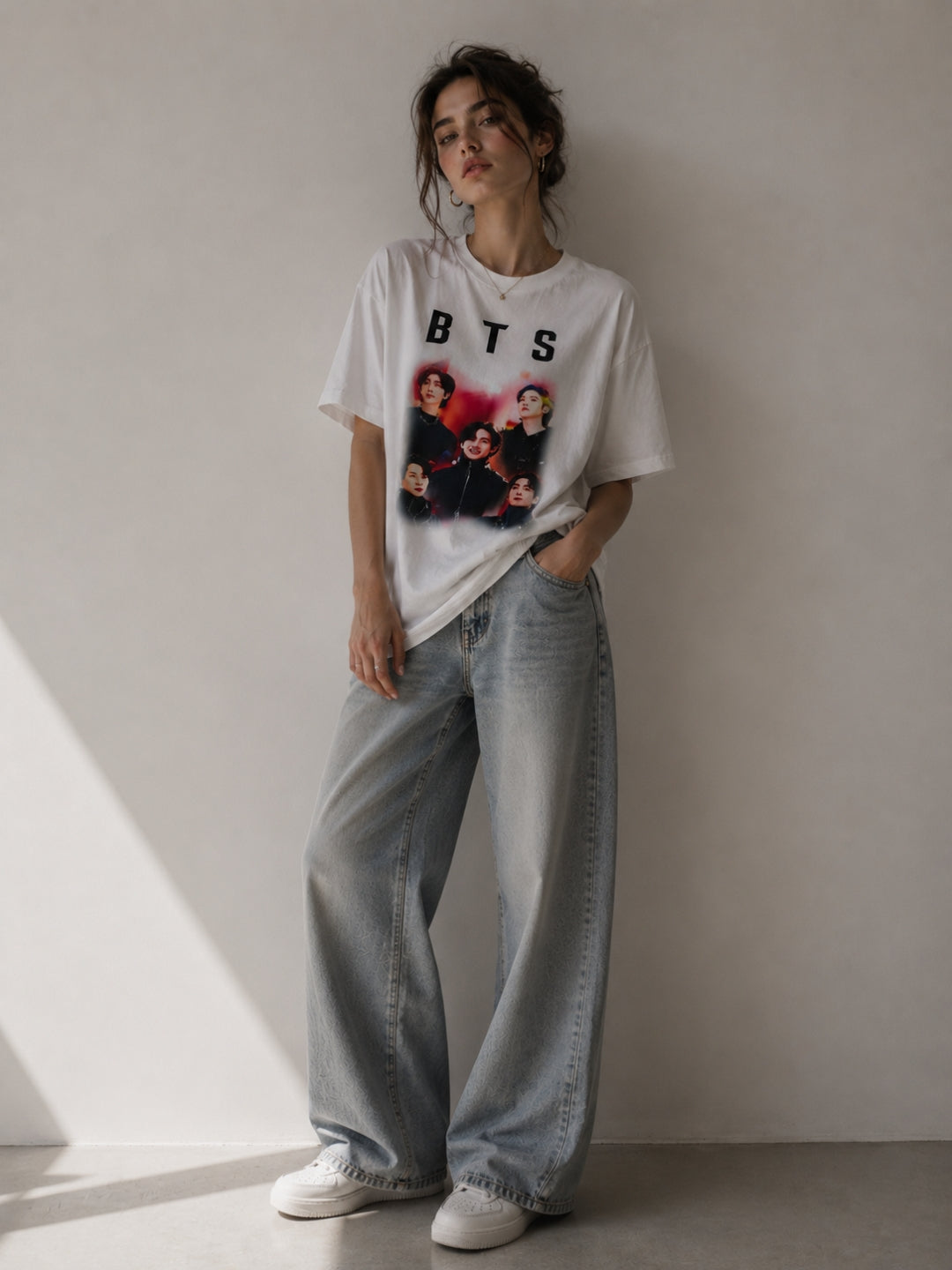 Clobug Women Oversized Graphic Print White T-Shirt