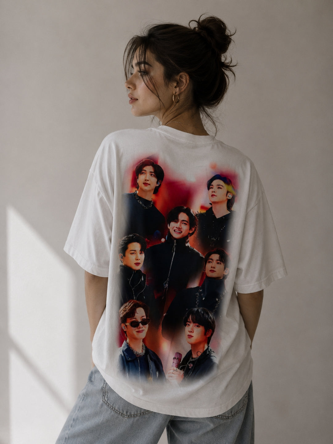 Clobug Women Oversized Graphic Print White T-Shirt