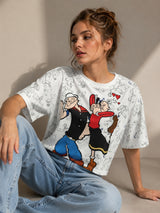 Clobug Women Oversized Graphic Print White T-Shirt