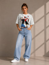 Clobug Women's Popeye Vintage Graphic Printed Crop T-Shirt