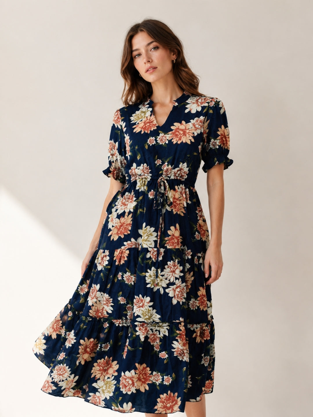 Women's Black Cotton Blend Printed Dress