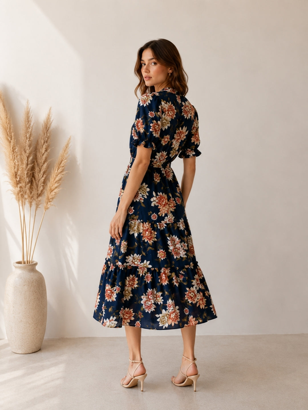 Women's Black Cotton Blend Printed Dress