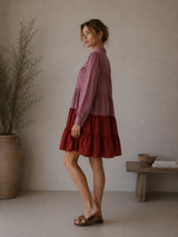 Clobug Women A-line Color-Block Full Sleeve Dress