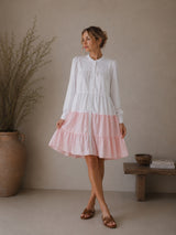 Clobug Women A-line Color-Block Full Sleeve Dress