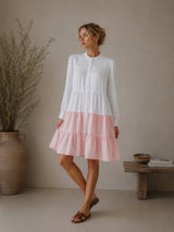 Clobug Women A-line Color-Block Full Sleeve Dress
