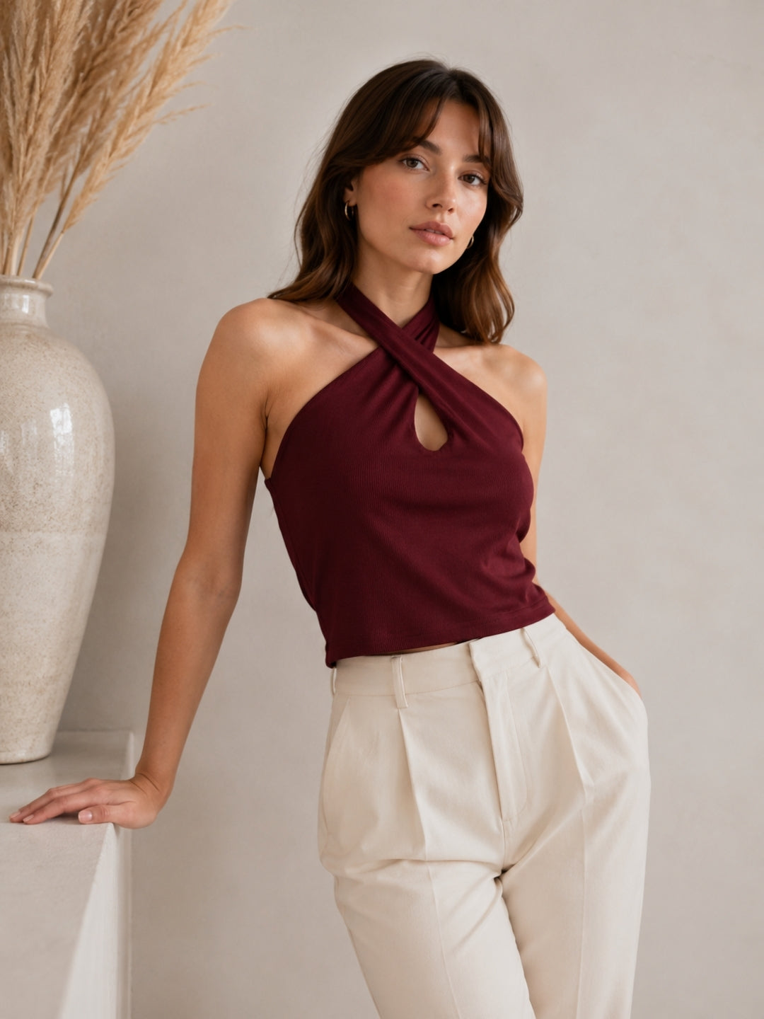 Clobug Women Halter Neck Top
