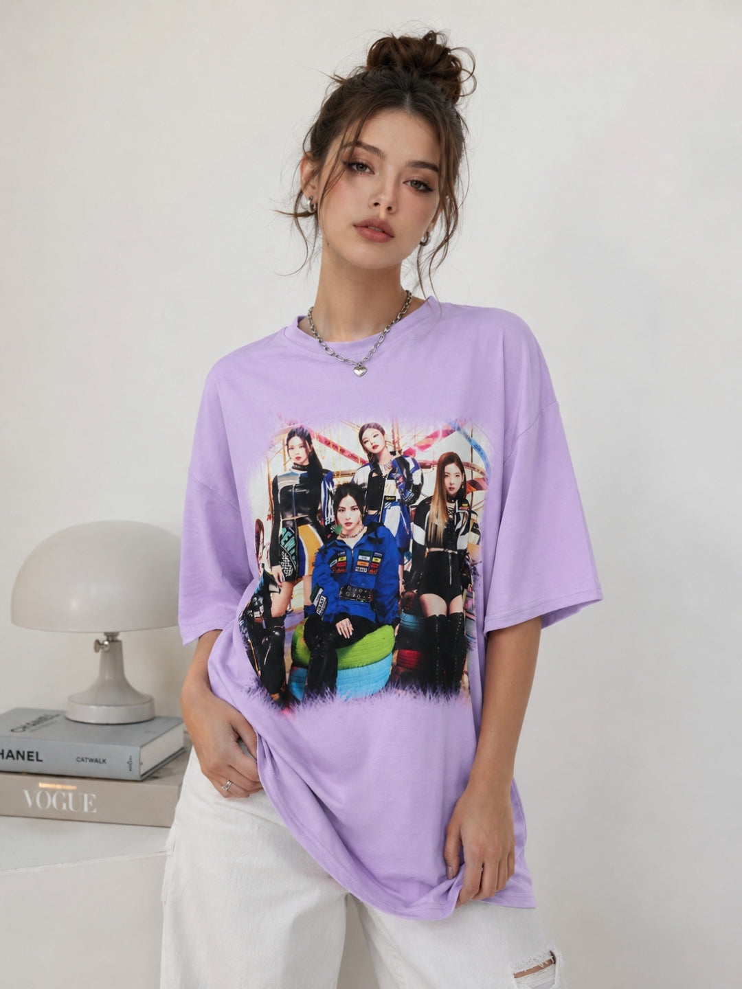 Clobug Women Oversized Graphic Print T-Shirt