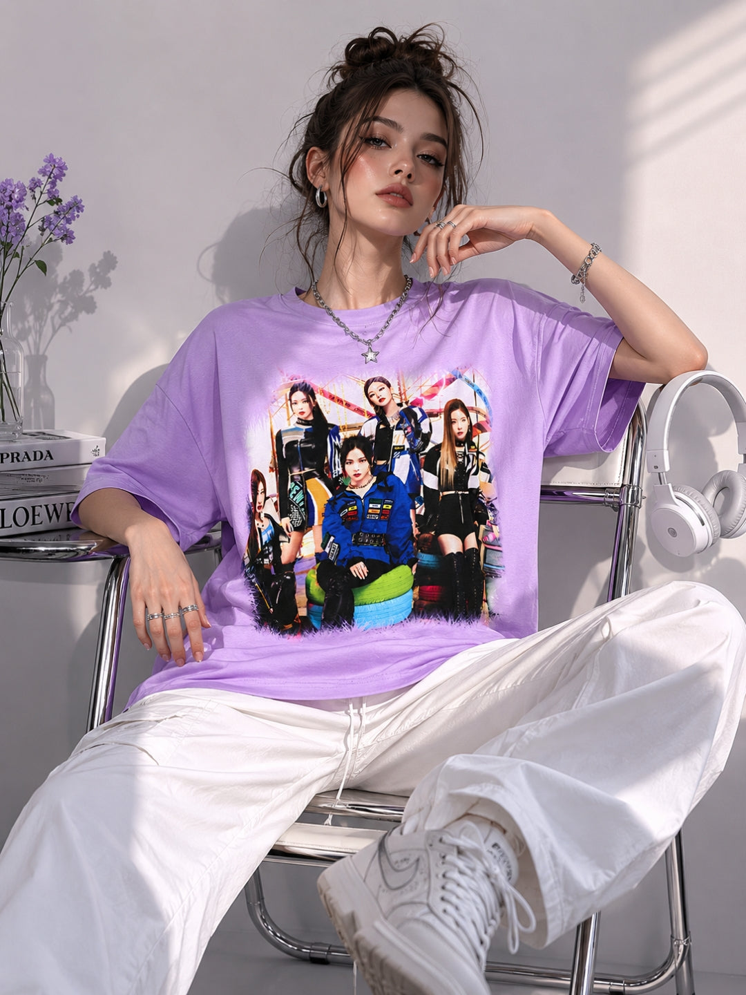 Clobug Women Oversized Graphic Print T-Shirt