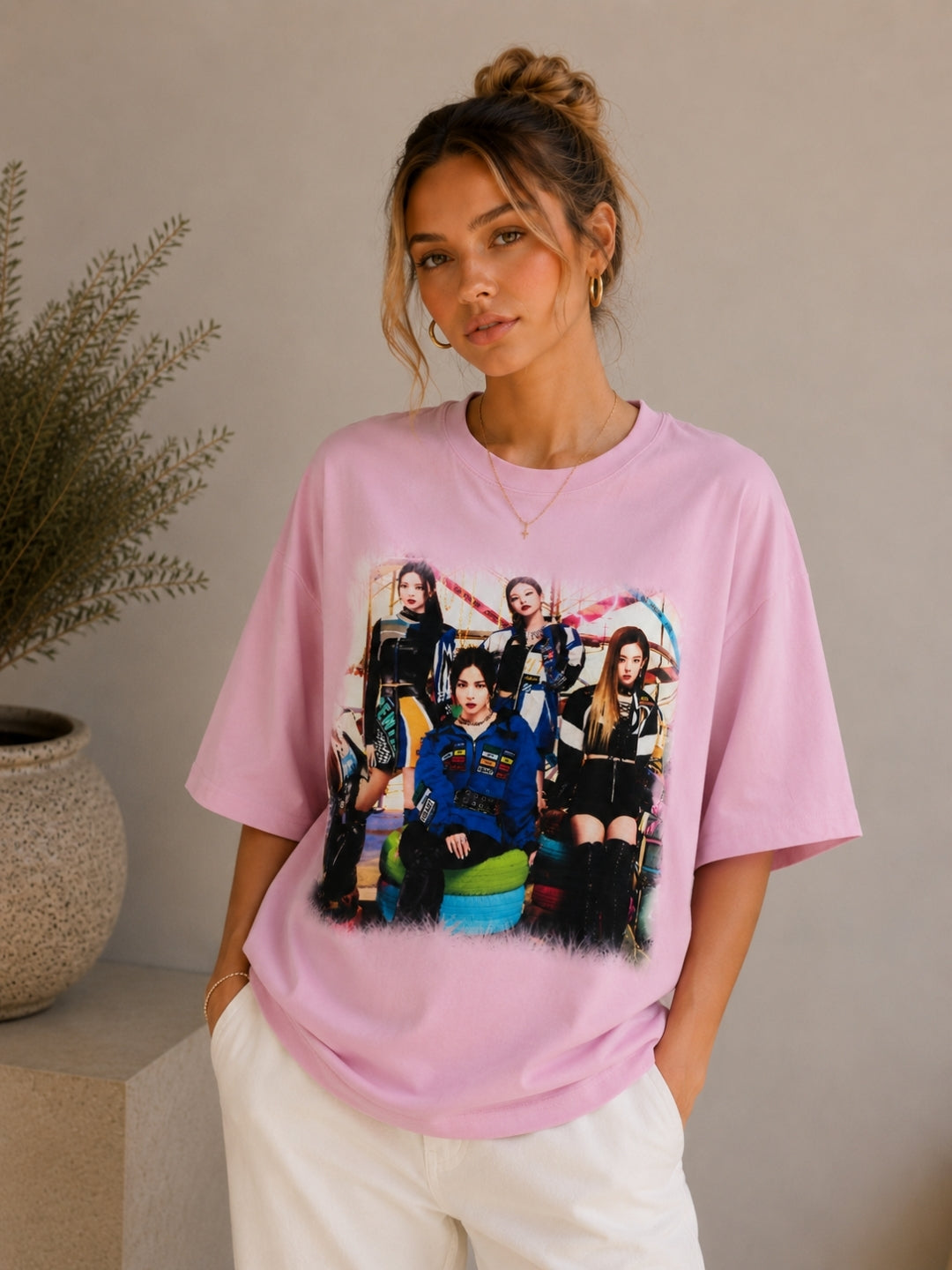 Clobug Women Oversized Graphic Print T-Shirt