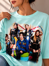 Clobug Women Oversized Graphic Print T-Shirt