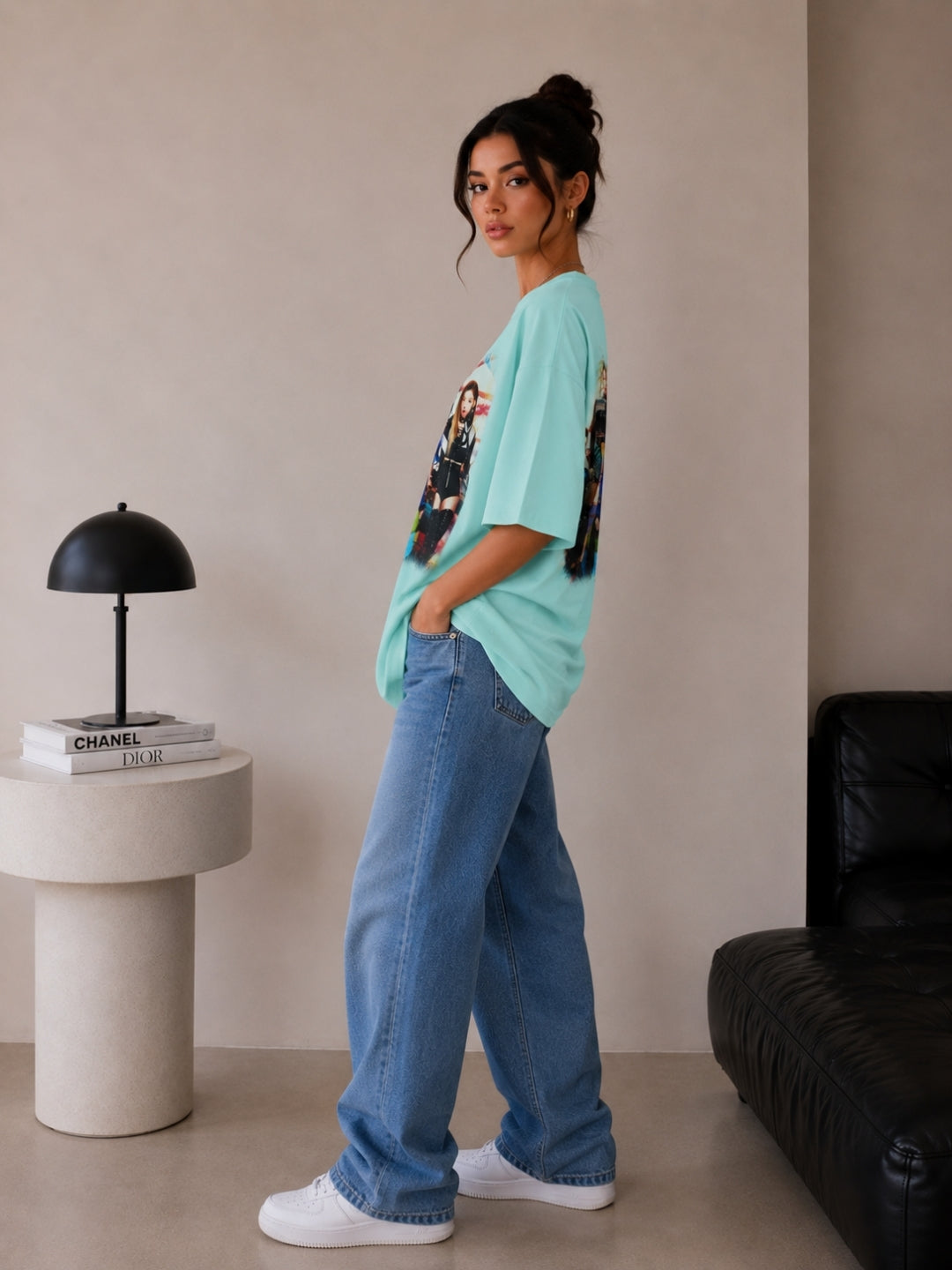 Clobug Women Oversized Graphic Print T-Shirt