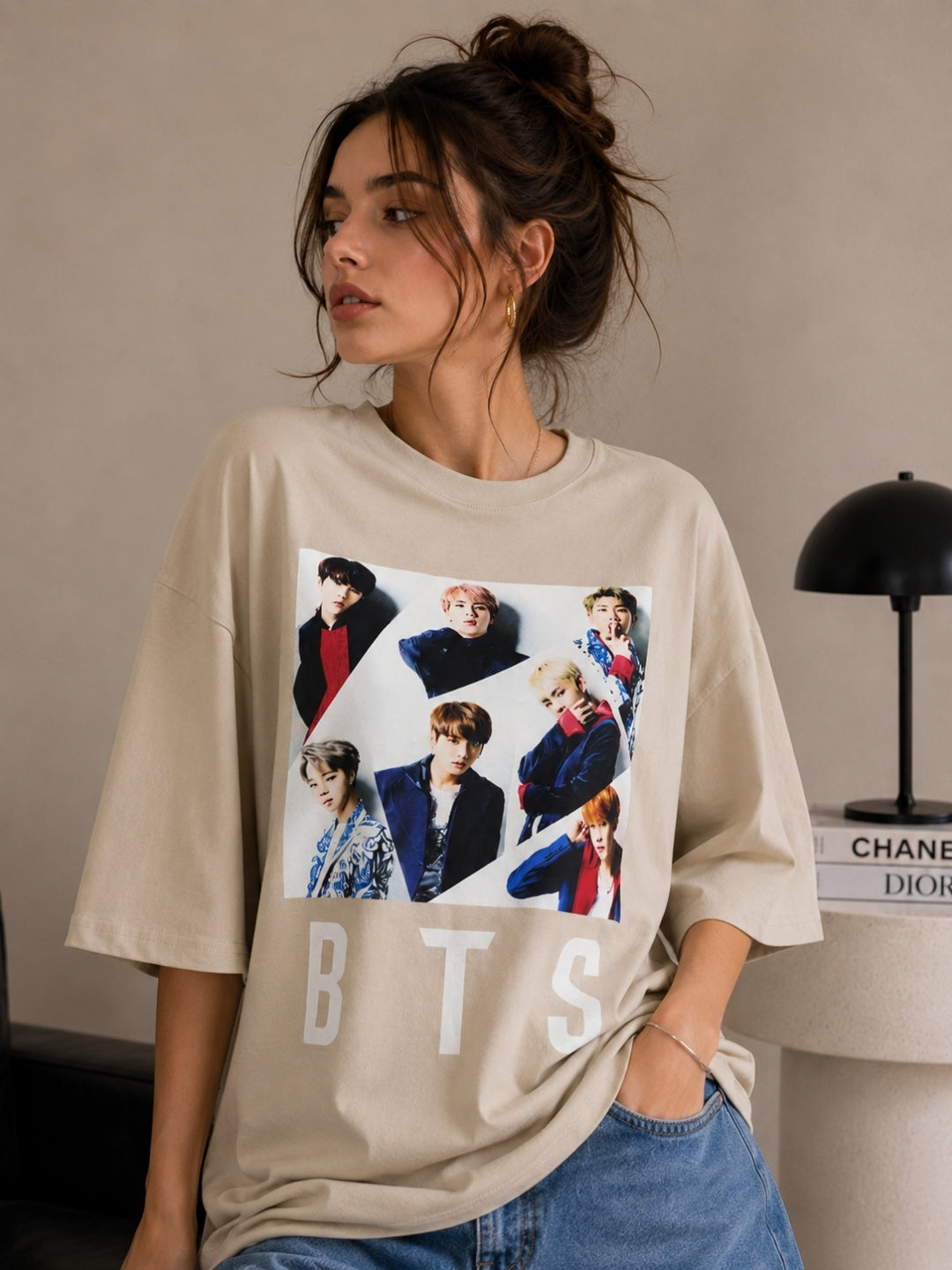 Clobug Women Oversized Graphic Print T-Shirt