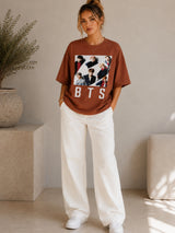 Clobug Women Oversized Graphic Print T-Shirt