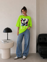 Clobug Women Oversized Graphic Print T-Shirt