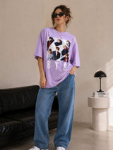 Clobug Women Oversized Graphic Print T-Shirt