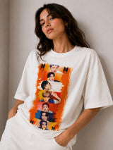 Clobug Women's BTS K-Pop Orange Panel Edition Oversized T-Shirt