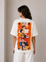 Clobug Women's BTS K-Pop Orange Panel Edition Oversized T-Shirt