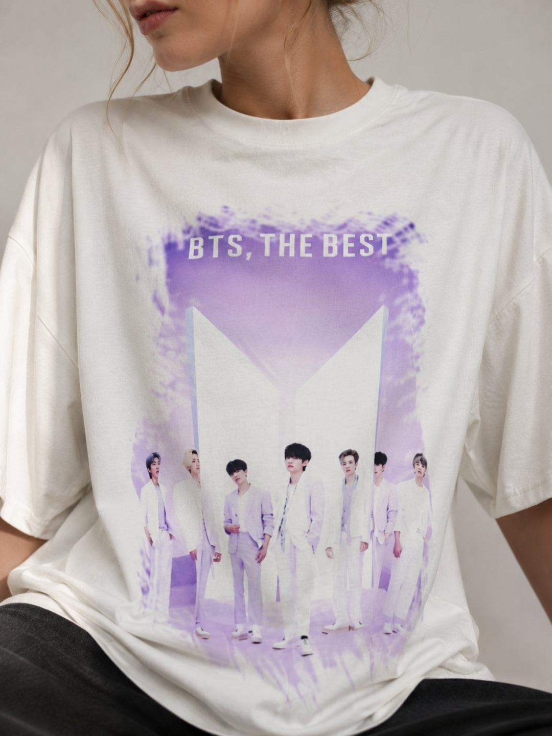 Clobug Women's BTS ARMY Purple Splash Graphic Oversized T-Shirt