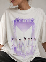 Clobug Women's BTS ARMY Purple Splash Graphic Oversized T-Shirt