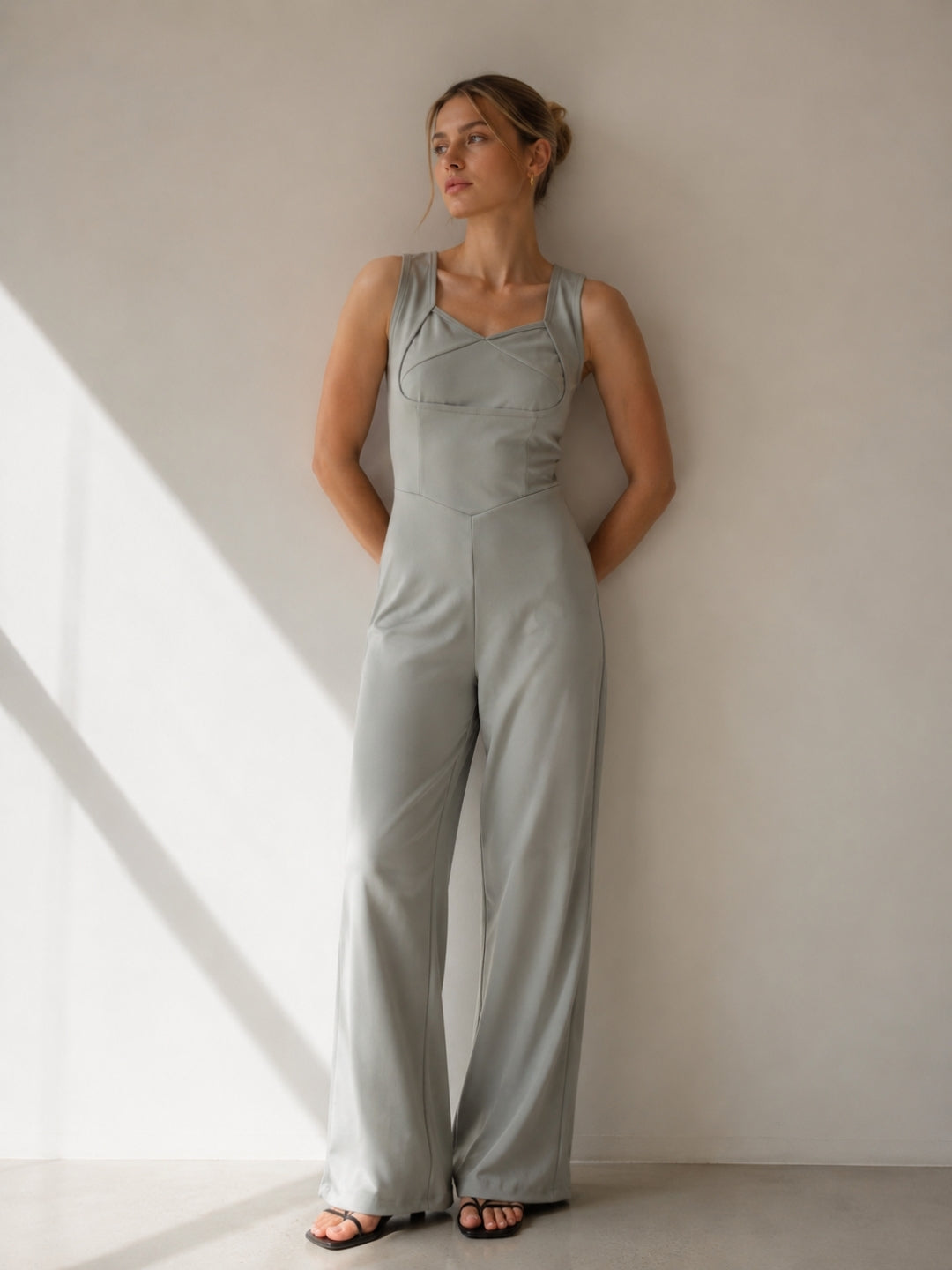 Women Sleeveless Grey Jumpsuit