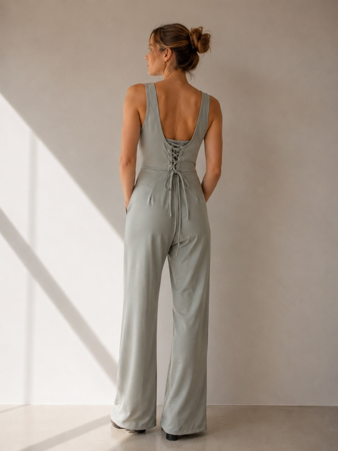 Women Sleeveless Grey Jumpsuit