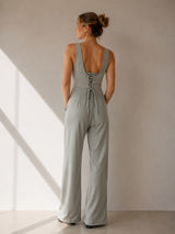 Women Sleeveless Grey Jumpsuit