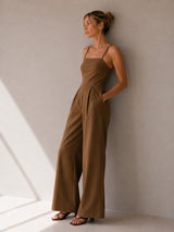 Women Sleeveless Brown Jumpsuit