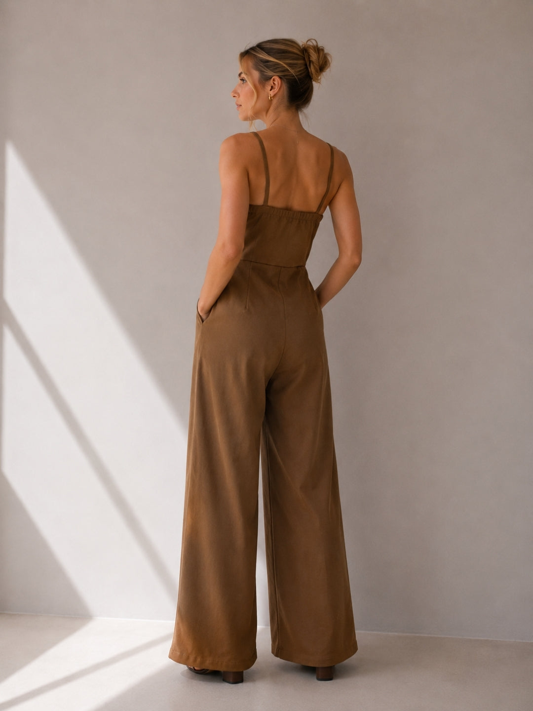 Women Sleeveless Brown Jumpsuit