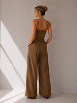 Women Sleeveless Brown Jumpsuit