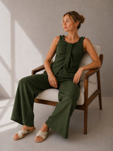 Clobug Women Top & Trouser Green Co-ords Set