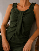 Clobug Women Top & Trouser Green Co-ords Set