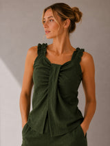 Clobug Women Top & Trouser Green Co-ords Set