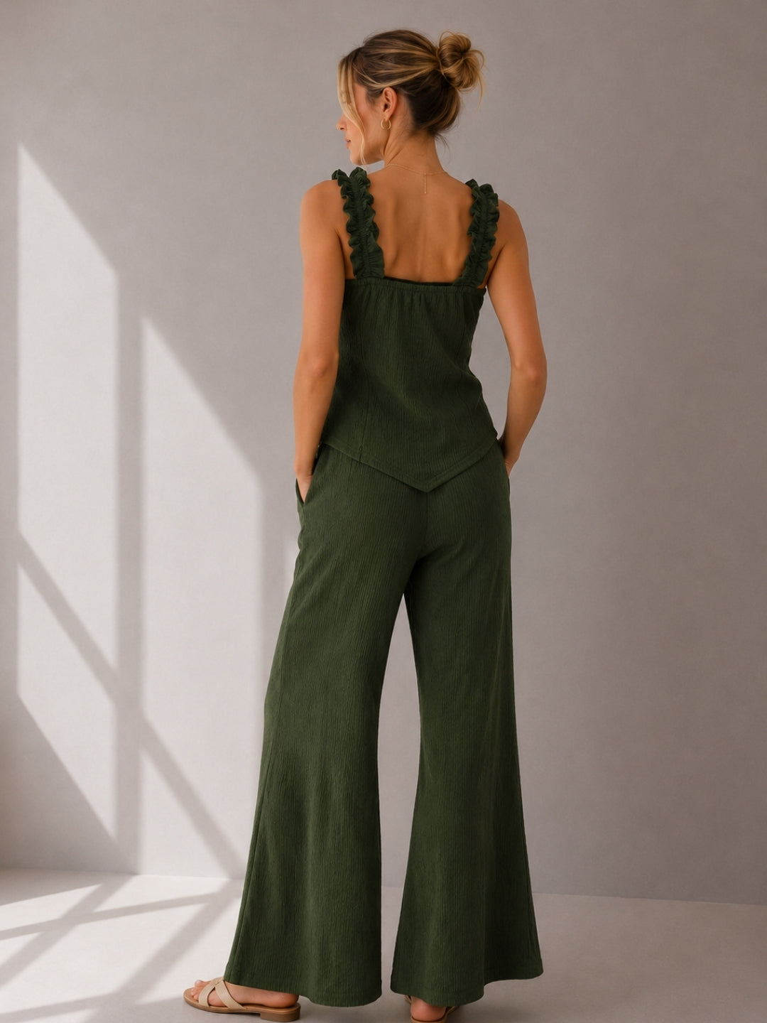Clobug Women Top & Trouser Green Co-ords Set