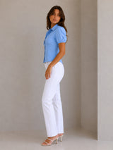 Women's Blue Cotton Blend Shirt
