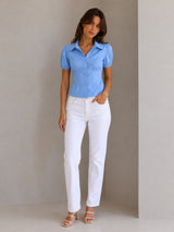 Women's Blue Cotton Blend Shirt