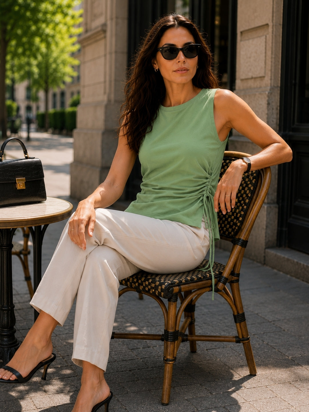 Women's Sleeveless Boat Neck Top