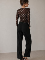Clobug Women Cowl Neck Printed Mesh Top