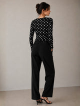 Clobug Women Cowl Neck Printed Mesh Top