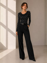 Clobug Women Cowl Neck Printed Mesh Top