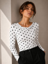 Clobug Women Cowl Neck Printed Mesh Top