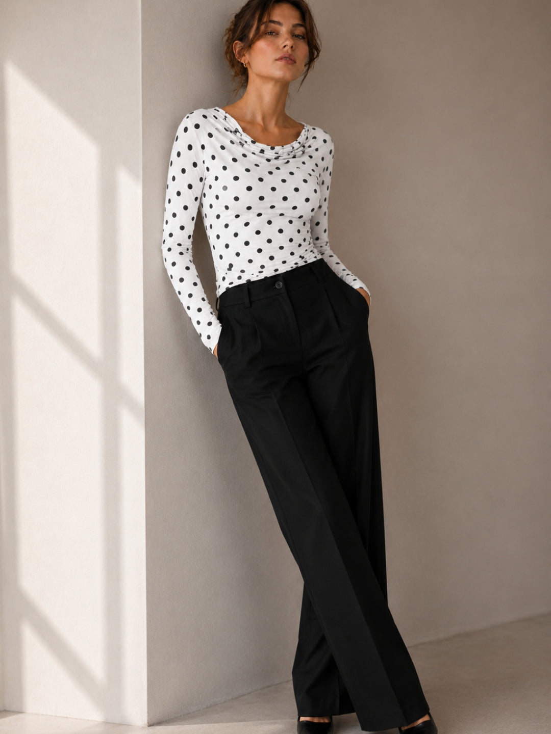 Clobug Women Cowl Neck Printed Mesh Top