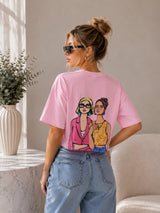 Clobug Women's Retro Pop Art Graphic Printed Crop T-Shirt
