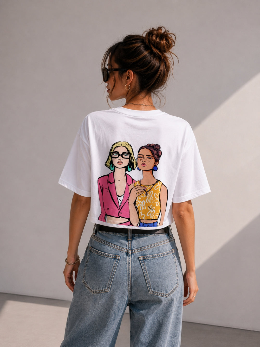 Clobug Women Oversized Graphic Print White T-Shirt