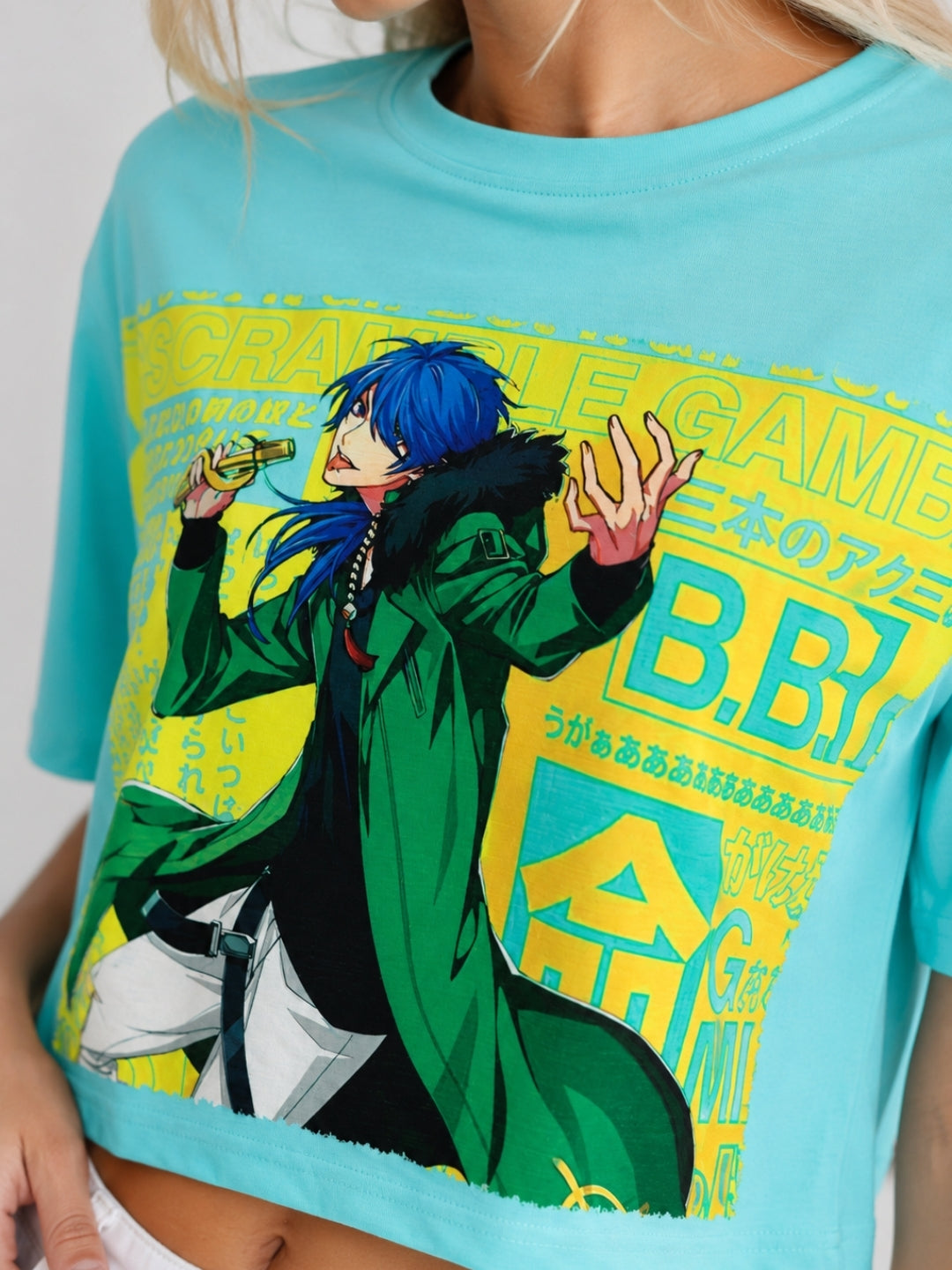 Clobug Women's Anime Graphic Printed Boxy Crop T-Shirt