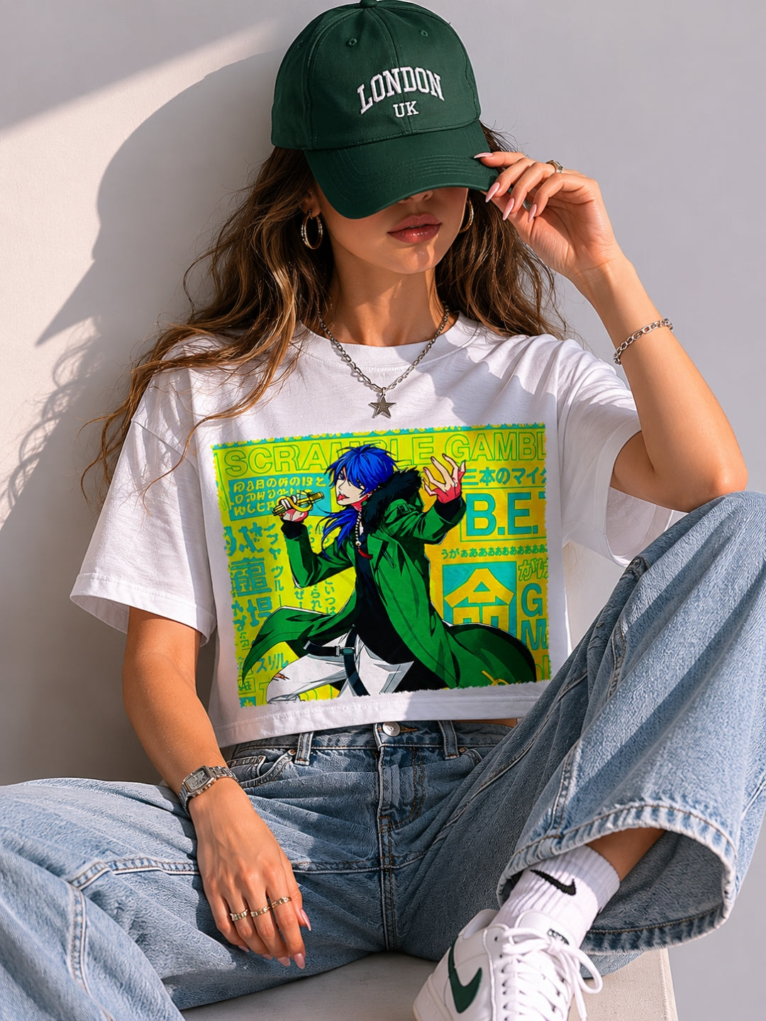 Clobug Women Oversized Graphic Print White T-Shirt